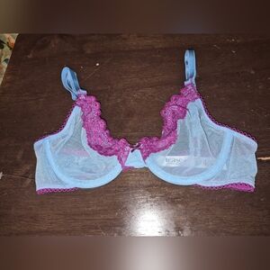 Victoria's Secret Tease Unlined Purple & Blue Lace Demi Bra